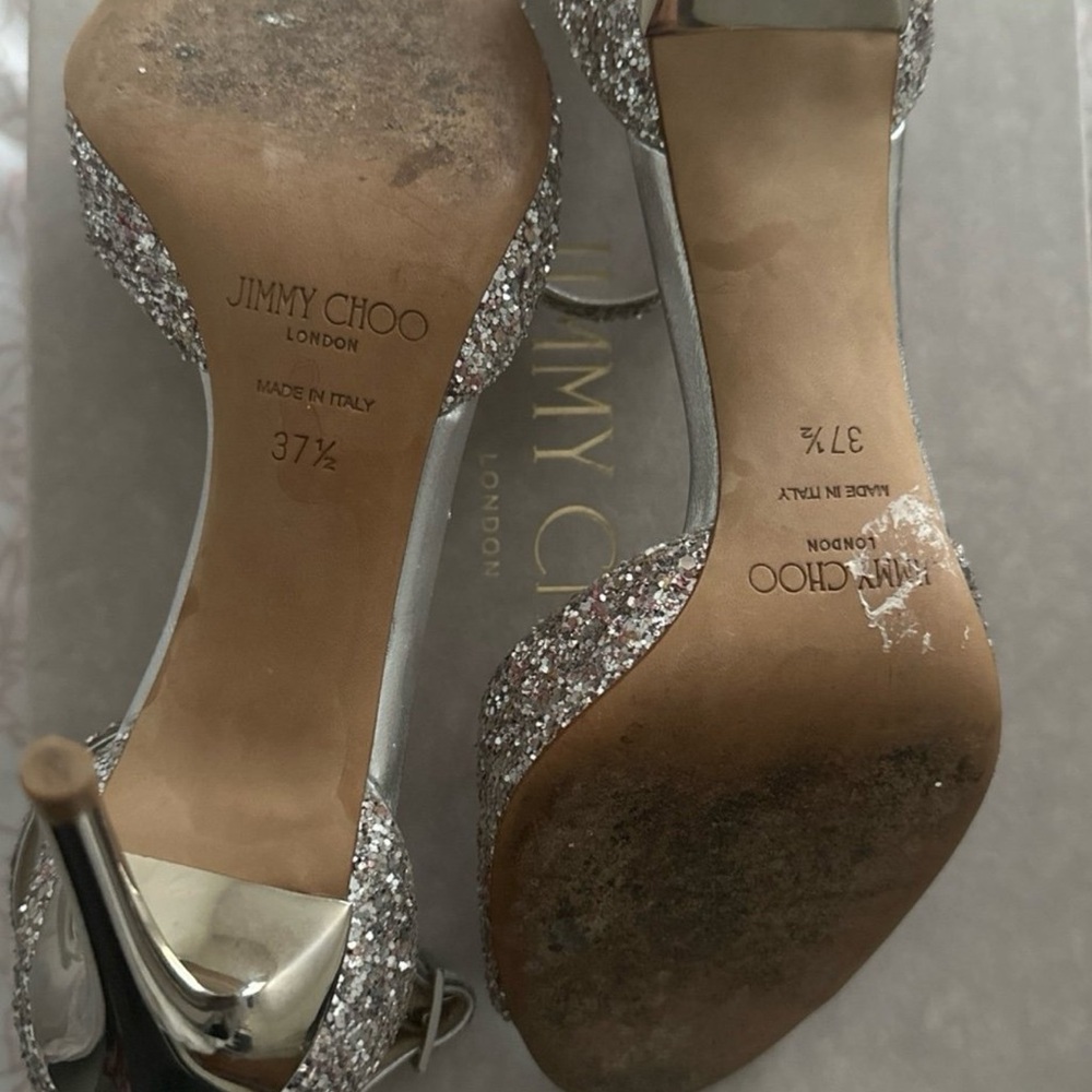 Jimmy Choo Sparkling Silver Heels - Picture 4 of 7